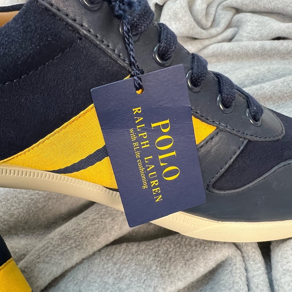 Polo Ralph Lauren Men’s Camilo II Blue Suede Leather Trainers Sneakers Preppy 11 - Picture 8 of 16